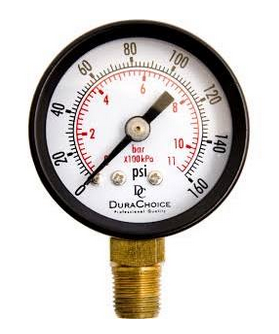 0-160 Lb. Gauge W/ RH Thread