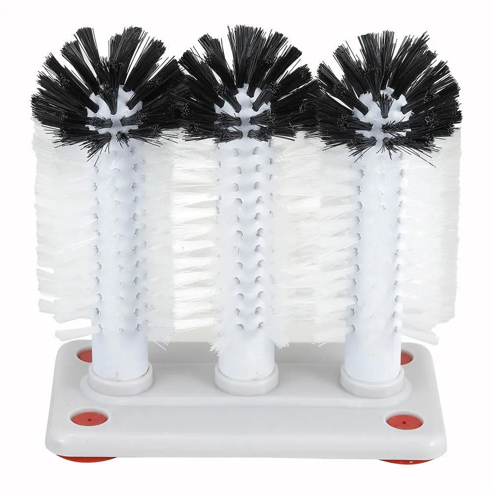 Winco GWB-3 3 Brush Glass Washer w/ Plastic Base