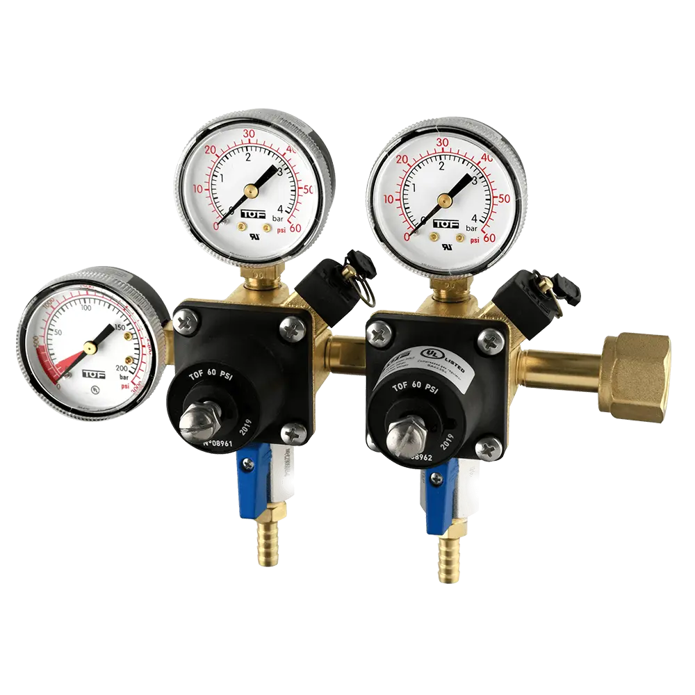 ToF Dual Primary Co2 Regulator - 0-60 PSI Wholesale Beer Parts
