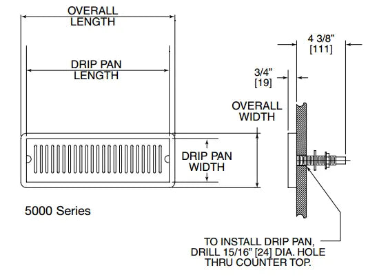 Top Mounted Drainer, 4-7/8" x 24", Stainless - Perlick
