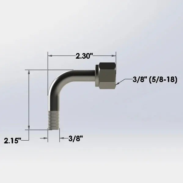 3/8" S/S Barbed Elbow X 3/8" Female Flare Nut Wholesale Beer Parts