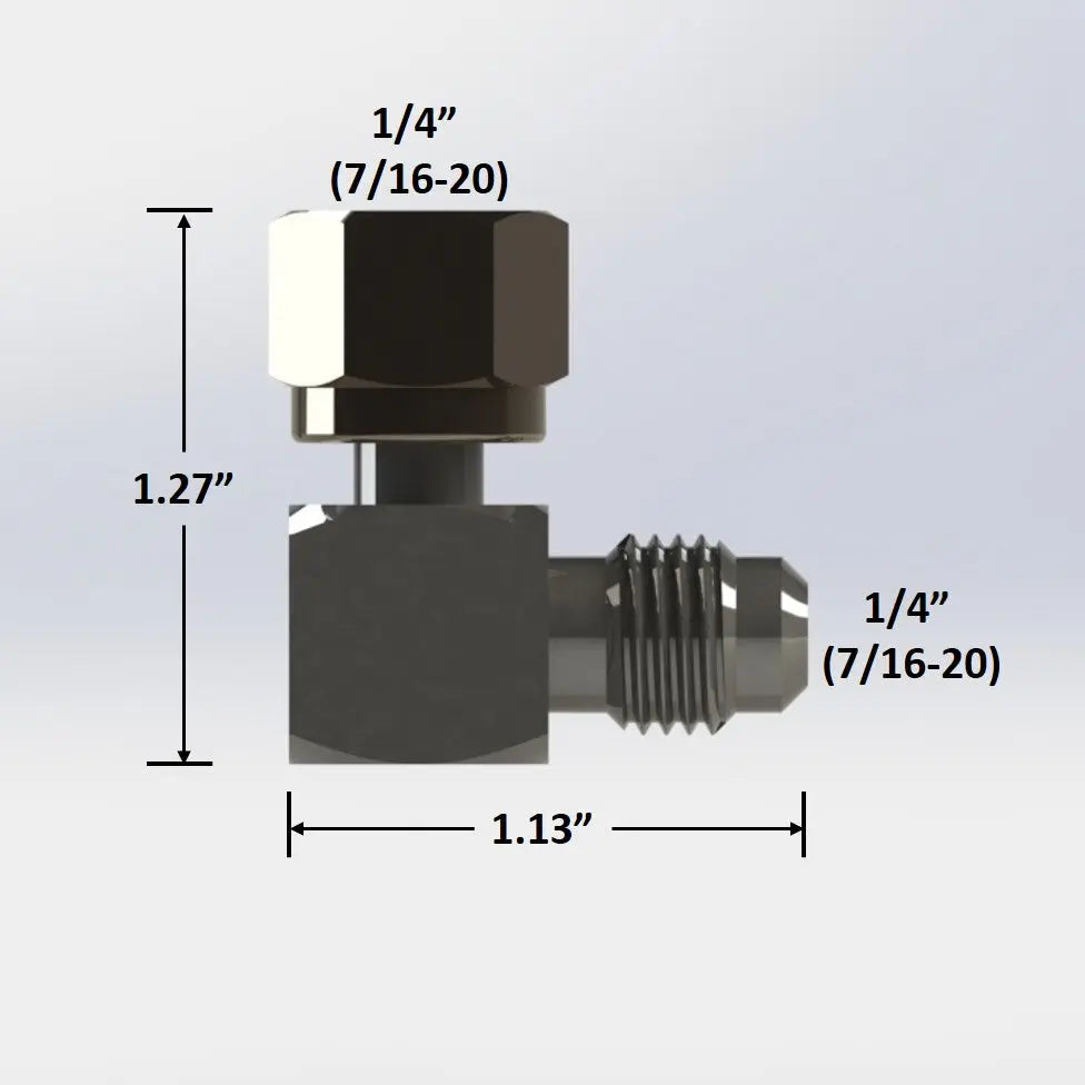 7098: 1/4" Female Flare Swivel to 1/4" Male Flare Elbow