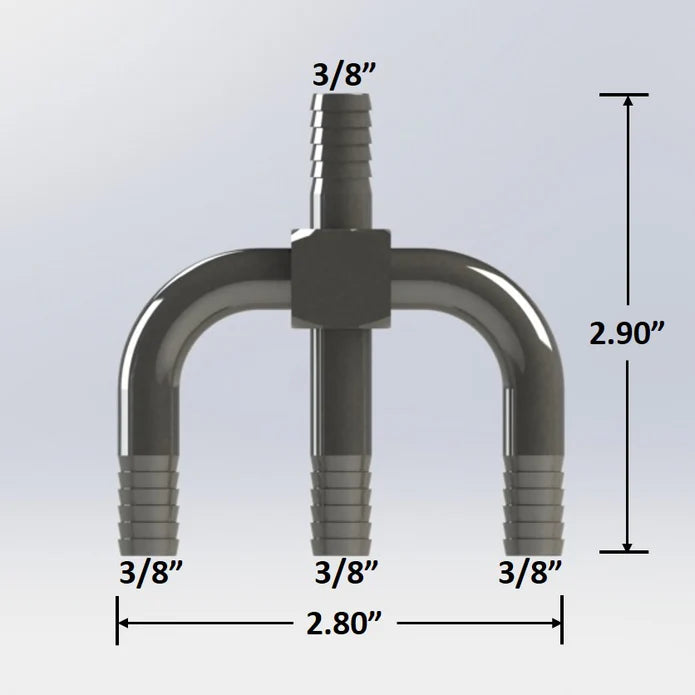 3/8″ Barbed Y-Cross - Stainless Steel