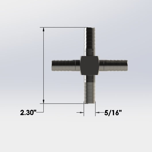 5/16" Barbed Cross - Stainless Steel