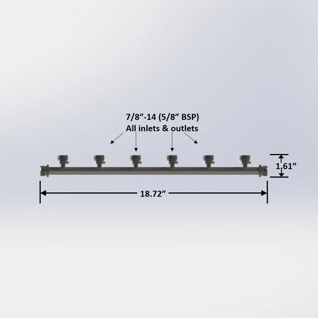 8 Way Beer Threaded Cleaning Manifold - Long
