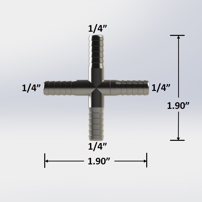 1/4" Barbed Cross