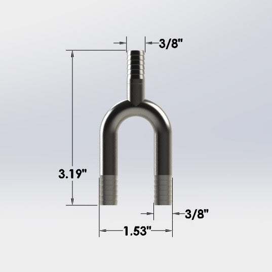 3/8" X 3/8" X 3/8" S/S Barbed U-Bend "Y"