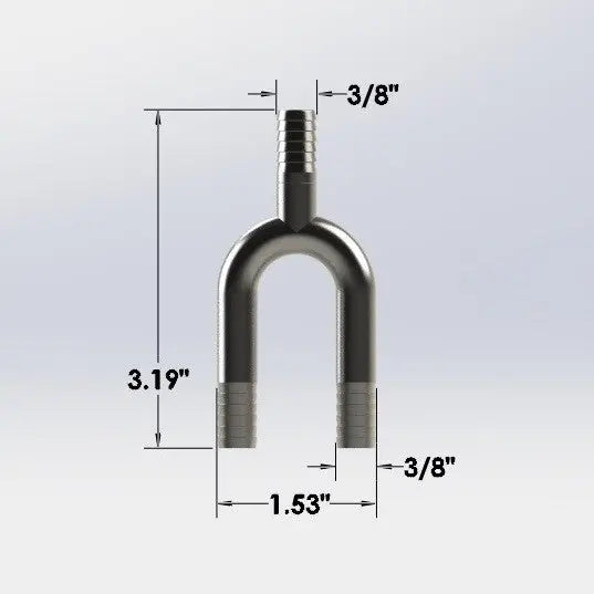 3/8" X 3/8" X 3/8" S/S Barbed U-Bend "Y"