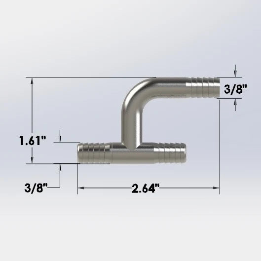 3/8" X 3/8" X 3/8" S/S Barbed "h"