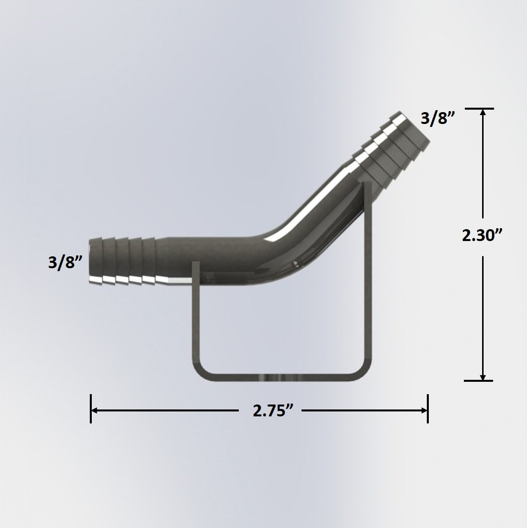 9406: 3/8" Barbed Splicer - 45° - Stainless Wall Bracket