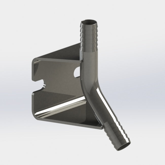 9406: 3/8" Barbed Splicer - 45° - Stainless Wall Bracket