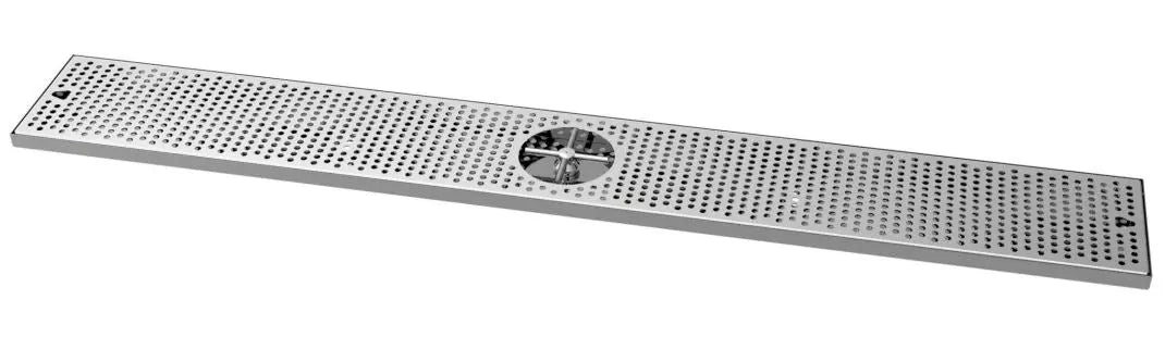 UBC Group 54" x 7-1/4" Stainless Steel Drip Tray with Glass Rinser and Brass Drain UBC Group