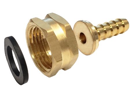 Swivel Hose Stem, 3/8"B X 3/4"FGH-Hex (Brass)