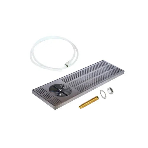 45″ X 7″ Side Spray Glass Rinser Drip Tray – Brushed Stainless – With Drain Krome Dispense