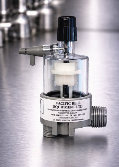Pacific Beer Equipment Ltd. beer FOB system on a metallic background