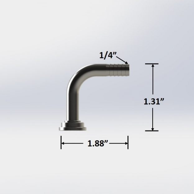 1/4″ Barbed Beer Stem Elbow – 304 Stainless