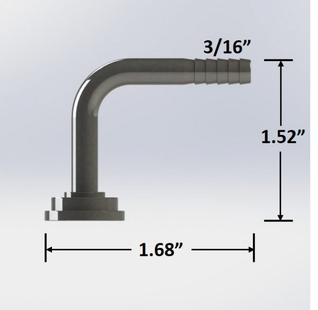 3/16″ Barbed Beer Stem Elbow – 304 Stainless