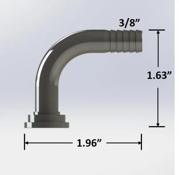 3/8″ Barbed Beer Stem Elbow – 304 Stainless