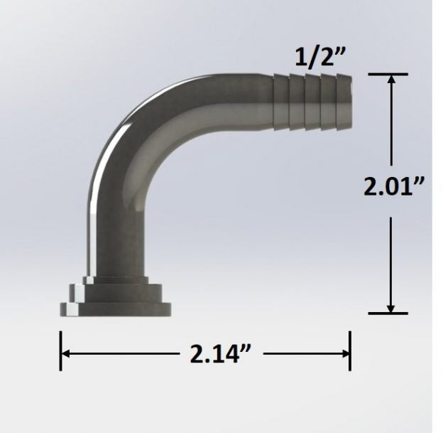 1/2” Barbed Beer Stem Elbow – 304 Stainless