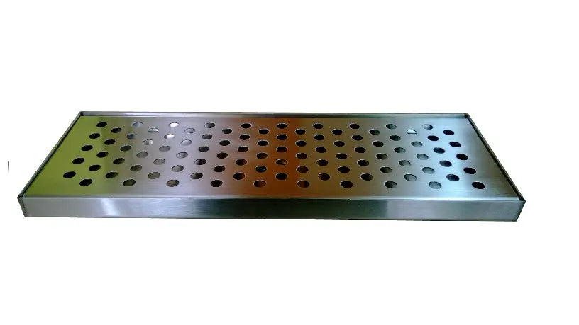 60" W X 5-1/4" D X 3/4" H, Counter Top S/S Drip Tray With S/S Grid (2 Drains)