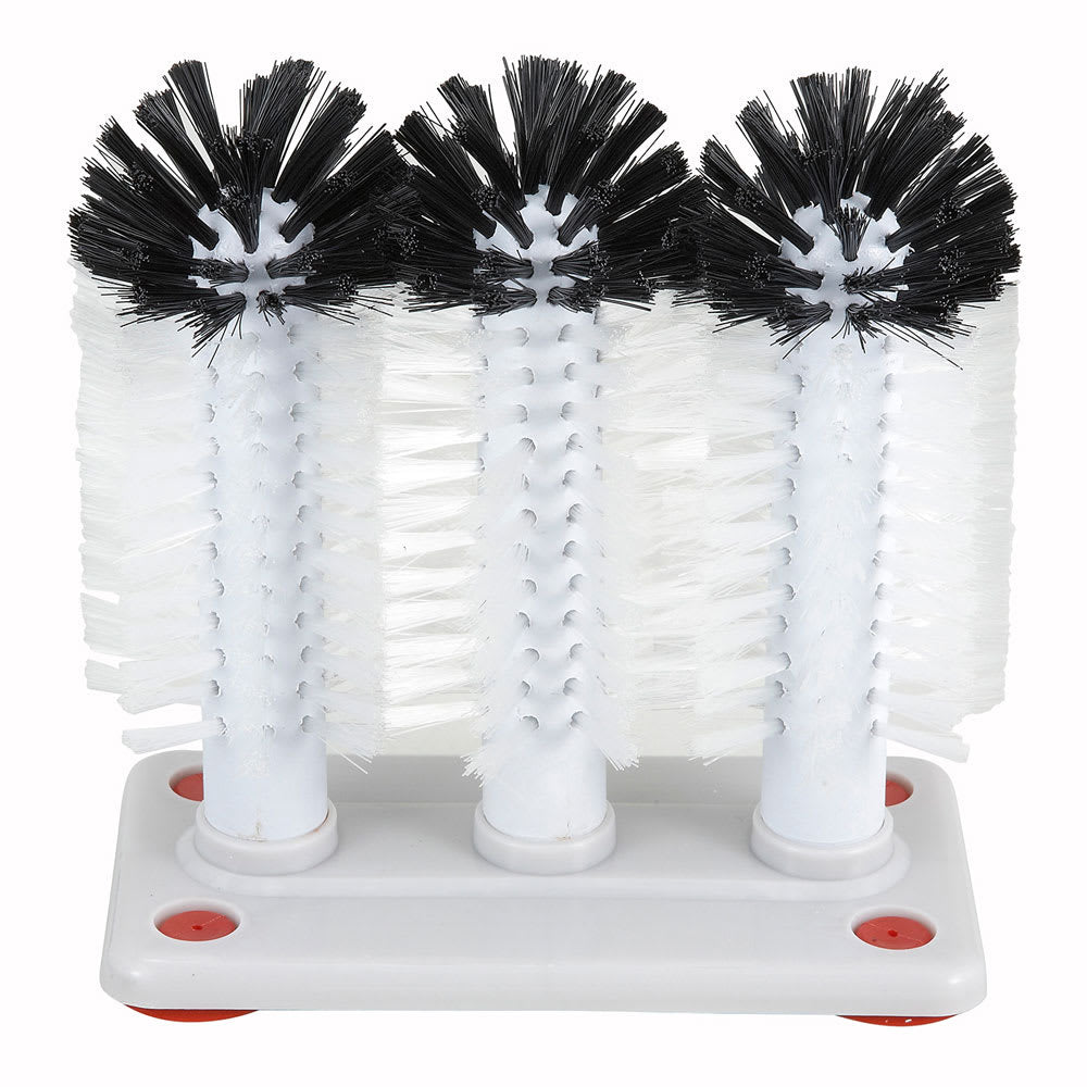 Winco GWB-3 3 Brush Glass Washer w/ Plastic Base
