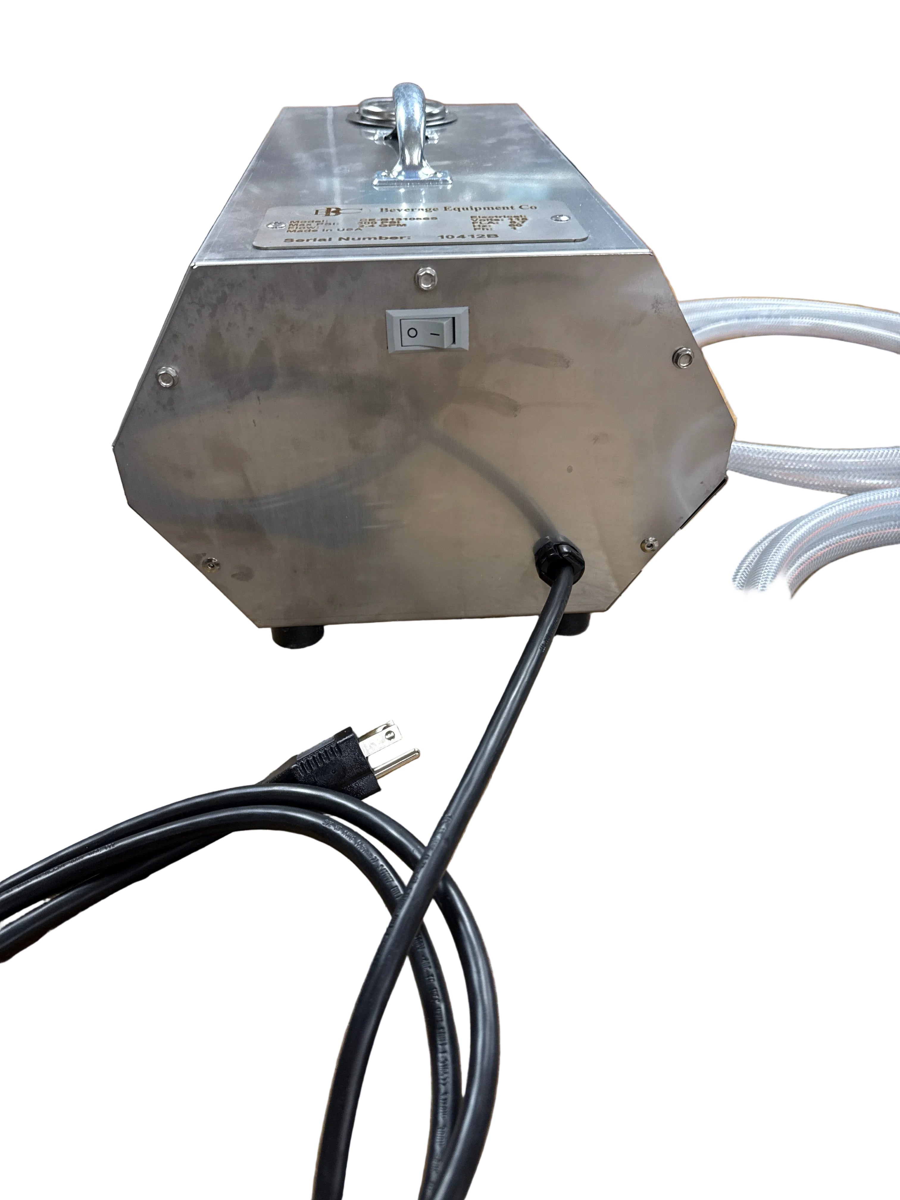 Metal electrical box with cables on a wooden floor