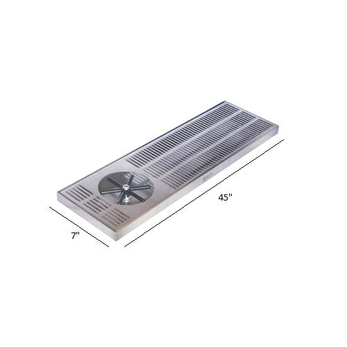 45″ X 7″ Side Spray Glass Rinser Drip Tray – Brushed Stainless – With Drain
